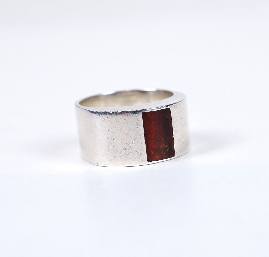 Sterling and Amber Wide Band Ring (7)
