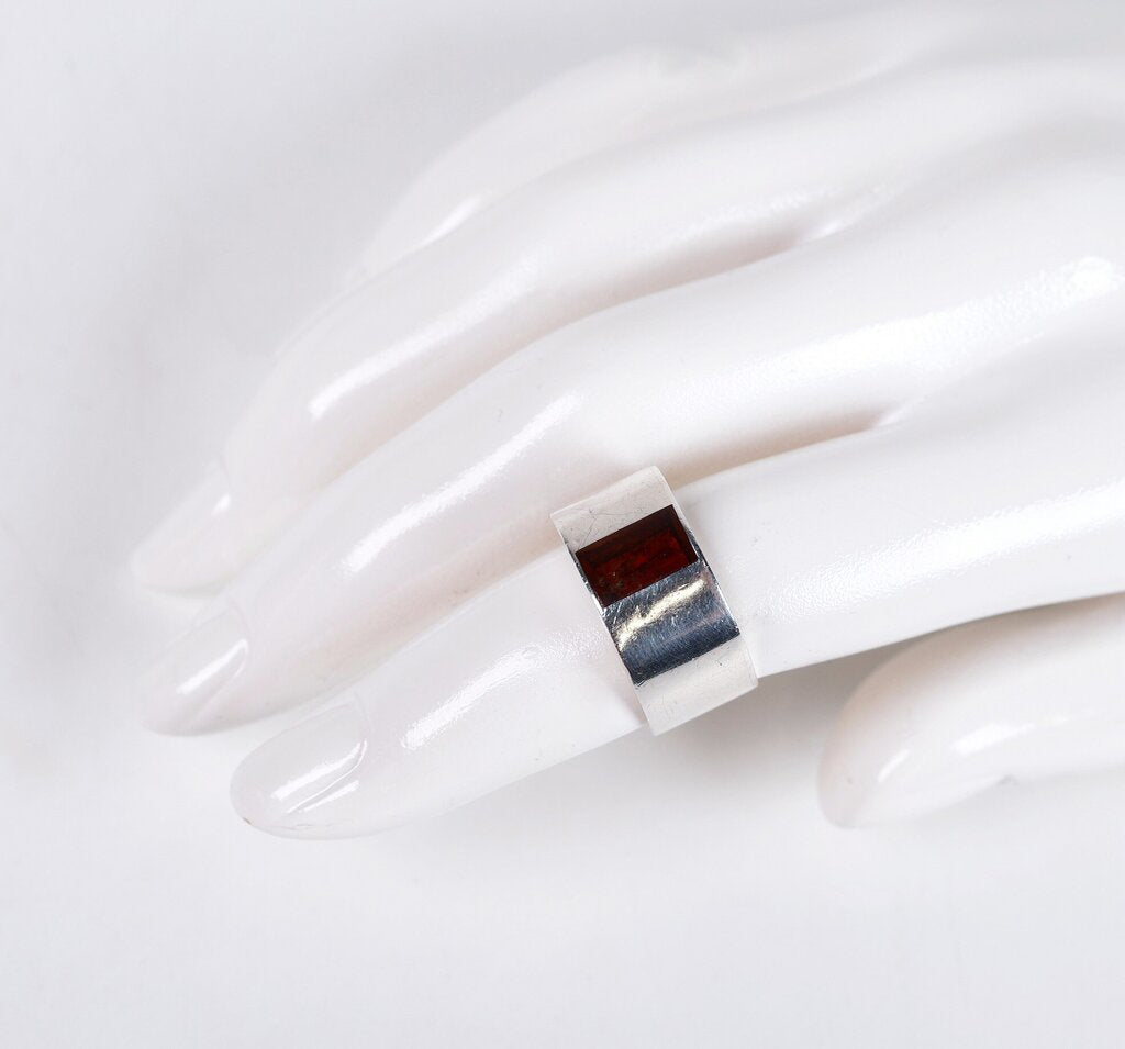 Sterling and Amber Wide Band Ring (7)