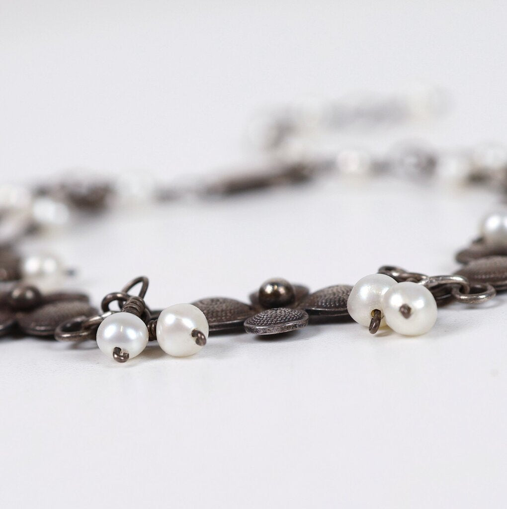 Sterling and Pearl Dogwood Bracelet