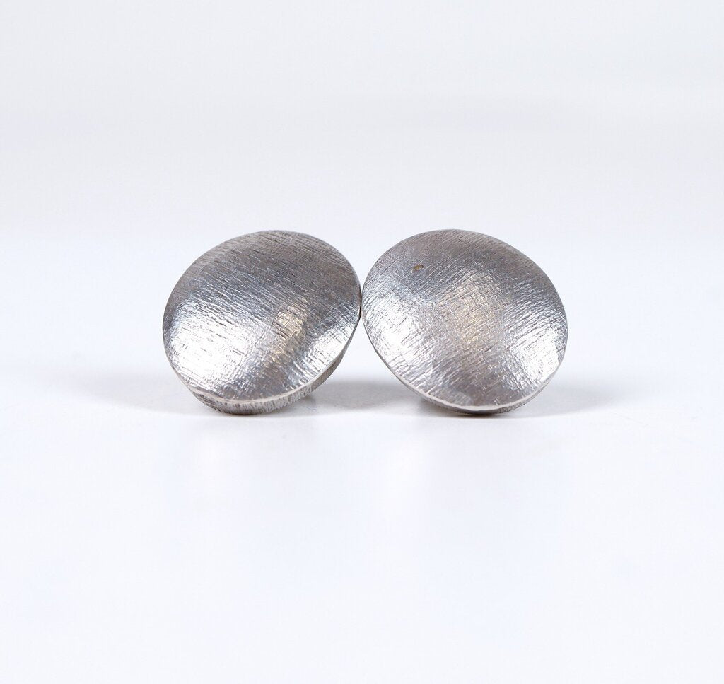 Brushed Silver Oval Earrings