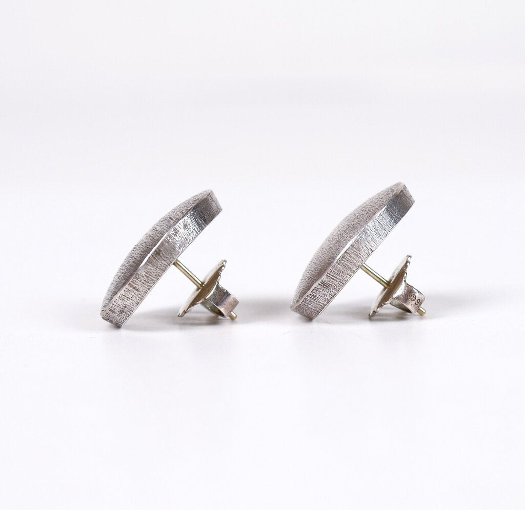 Brushed Silver Oval Earrings