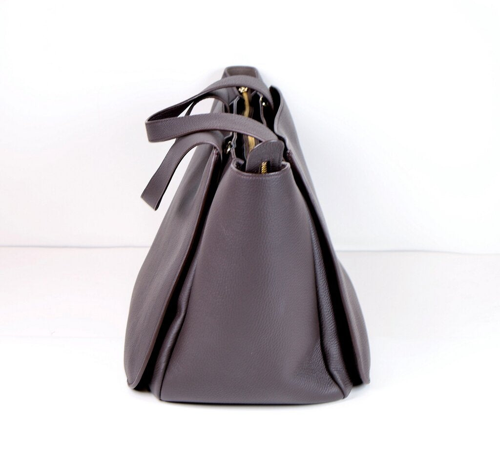 Mocha Leather Satchel Tote