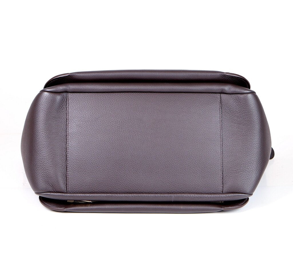 Mocha Leather Satchel Tote
