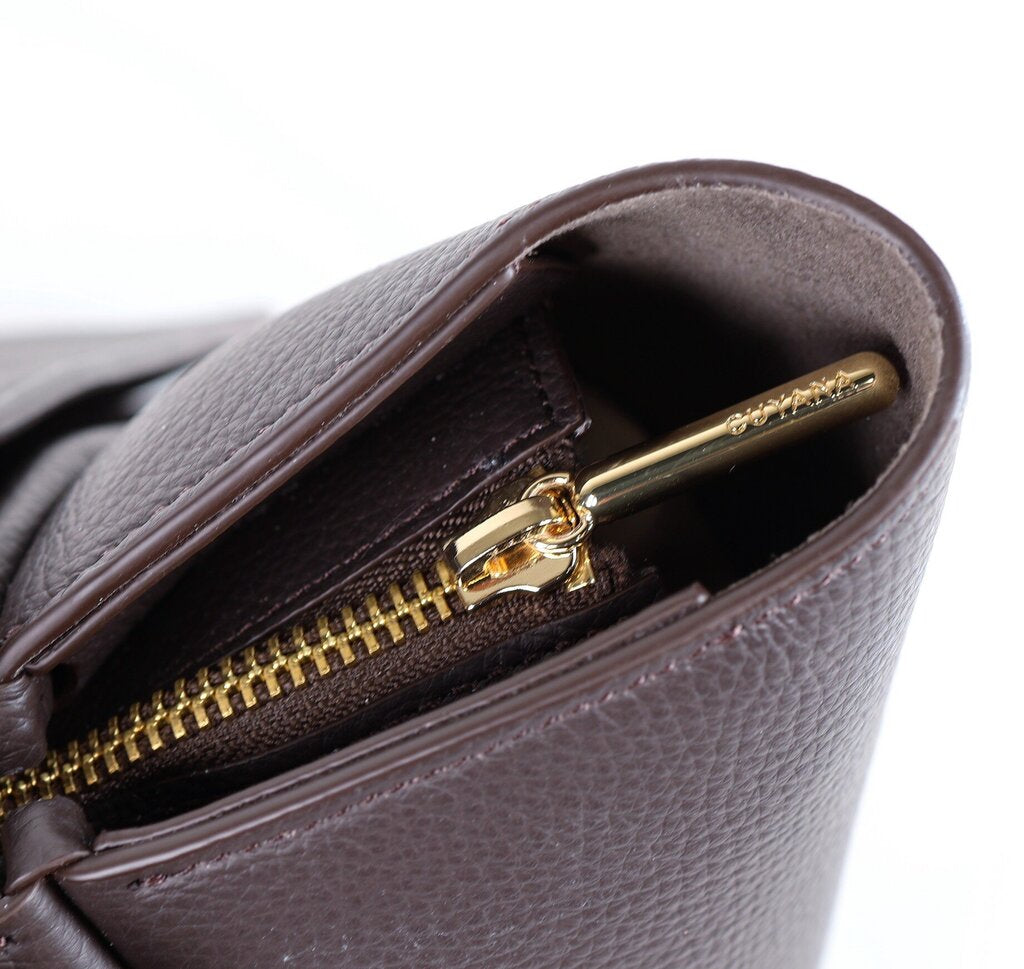 Mocha Leather Satchel Tote