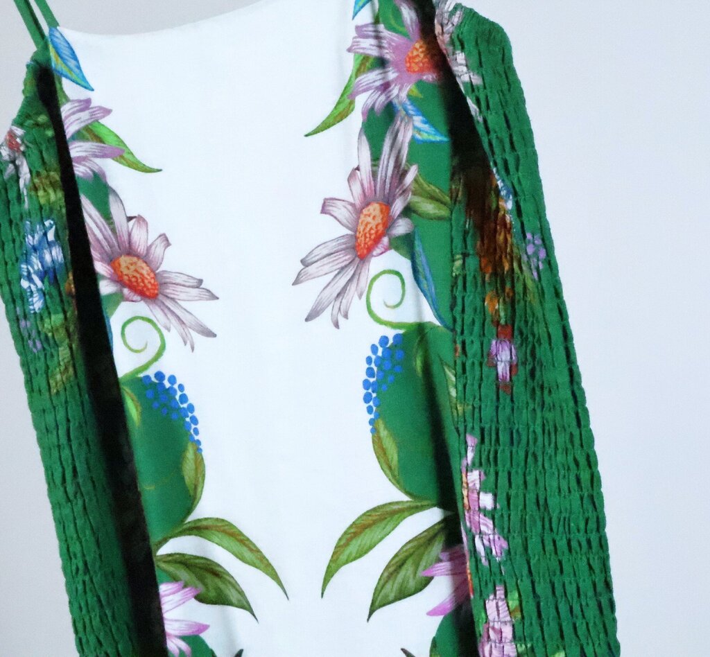 White Green Floral Sundress (S)