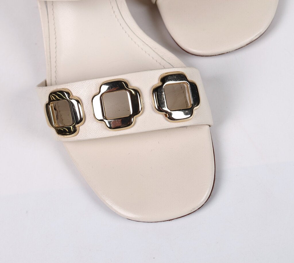 Cream Sandals with Gold Daisy Cutouts (6)