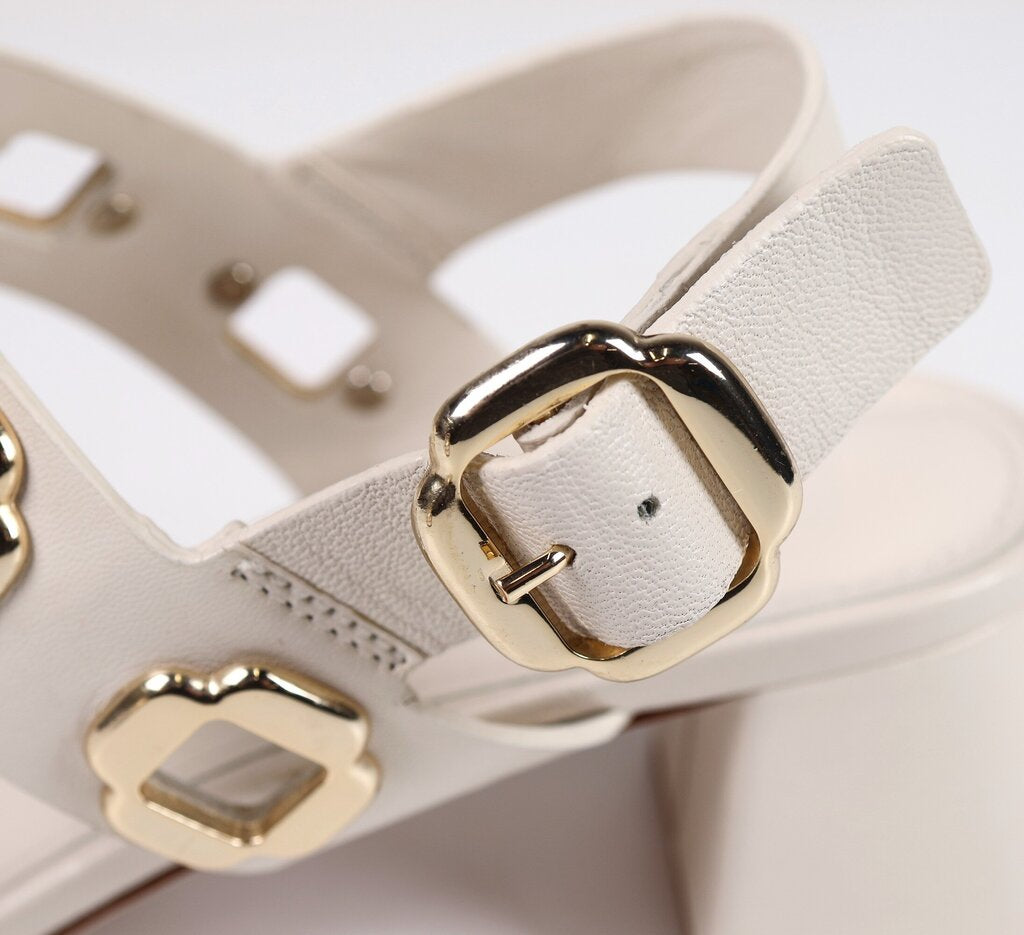 Cream Sandals with Gold Daisy Cutouts (6)