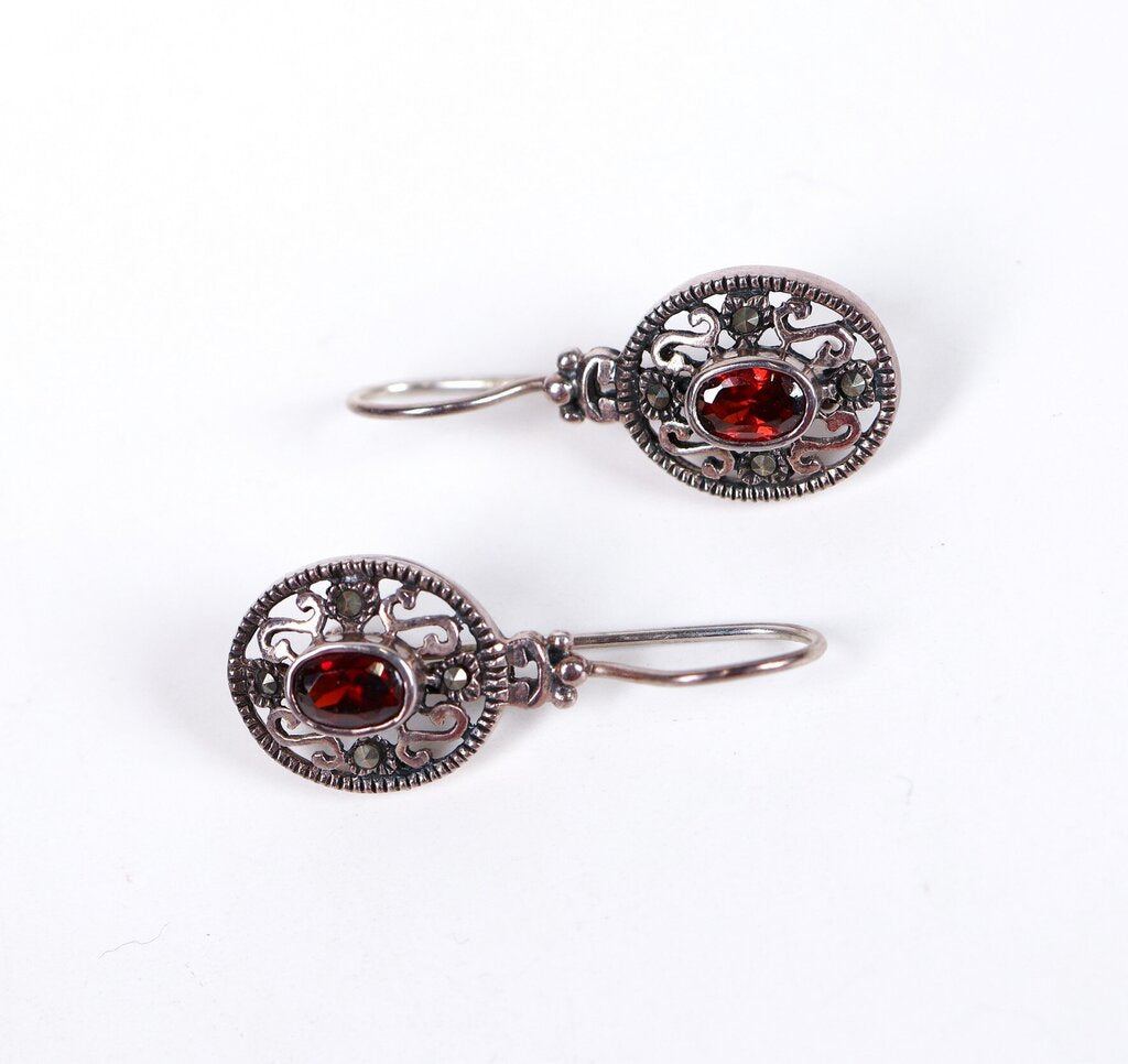 Sterling Copper and Garnet Earrings