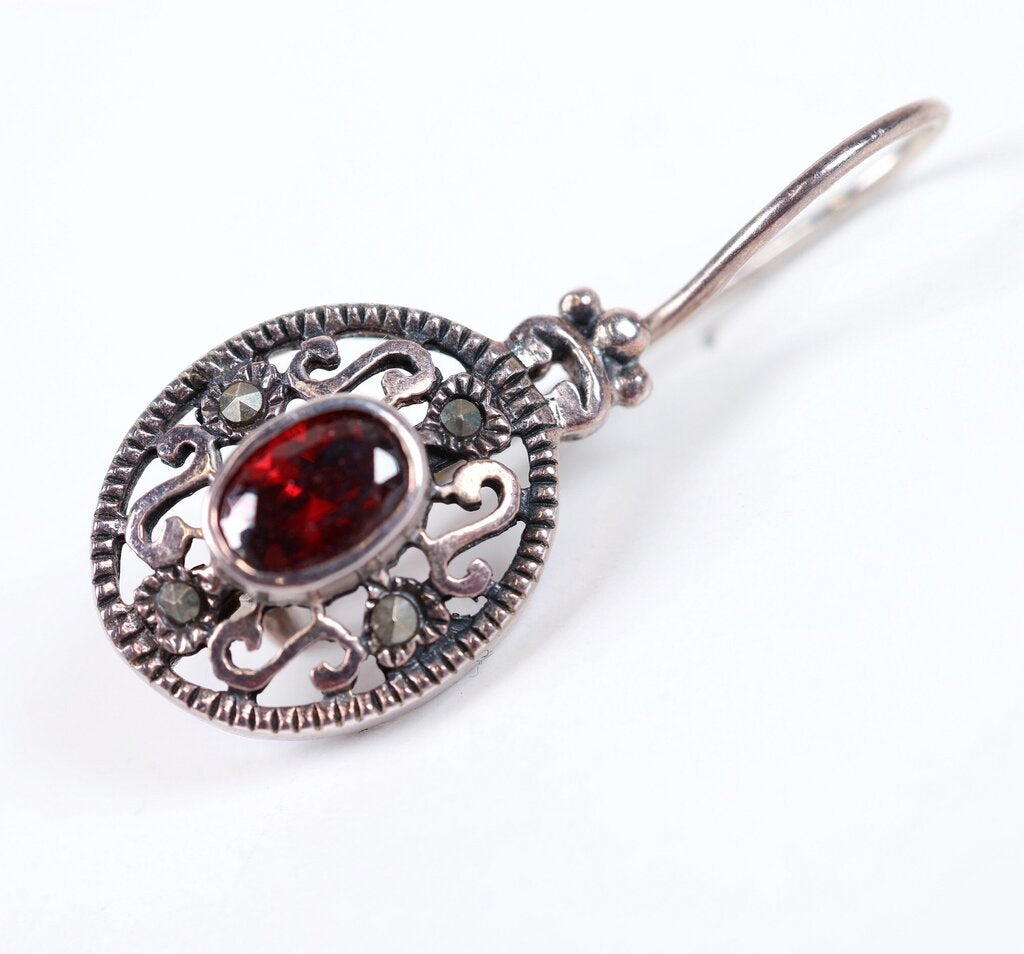 Sterling Copper and Garnet Earrings