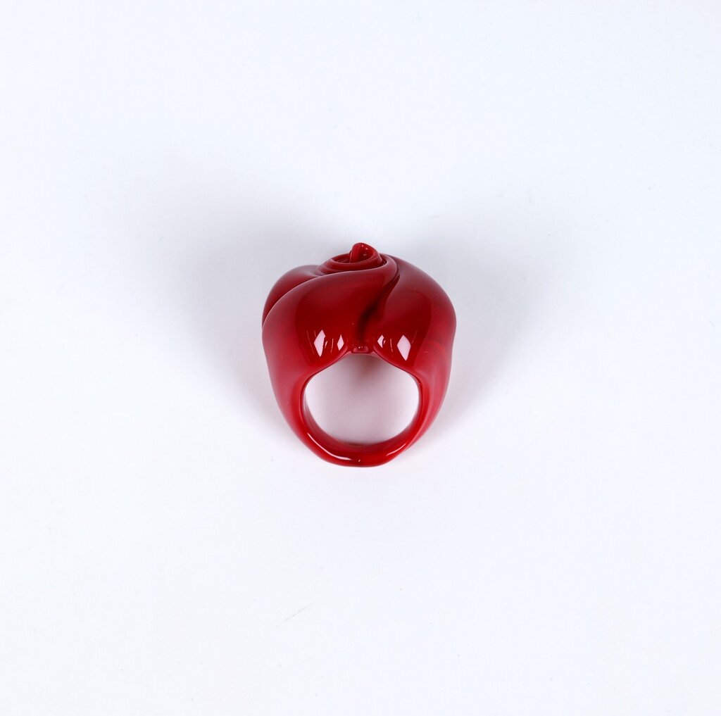 Deep Red Rose Glass Ring (9.25)