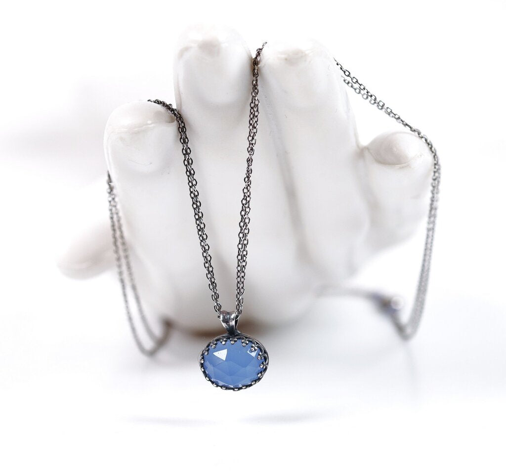 Sterling and Blue Apatite Pendant Necklace