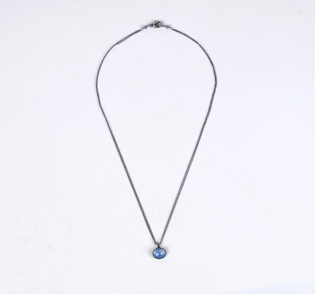 Sterling and Blue Apatite Pendant Necklace