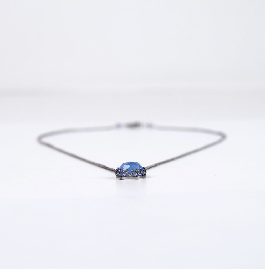Sterling and Blue Apatite Pendant Necklace