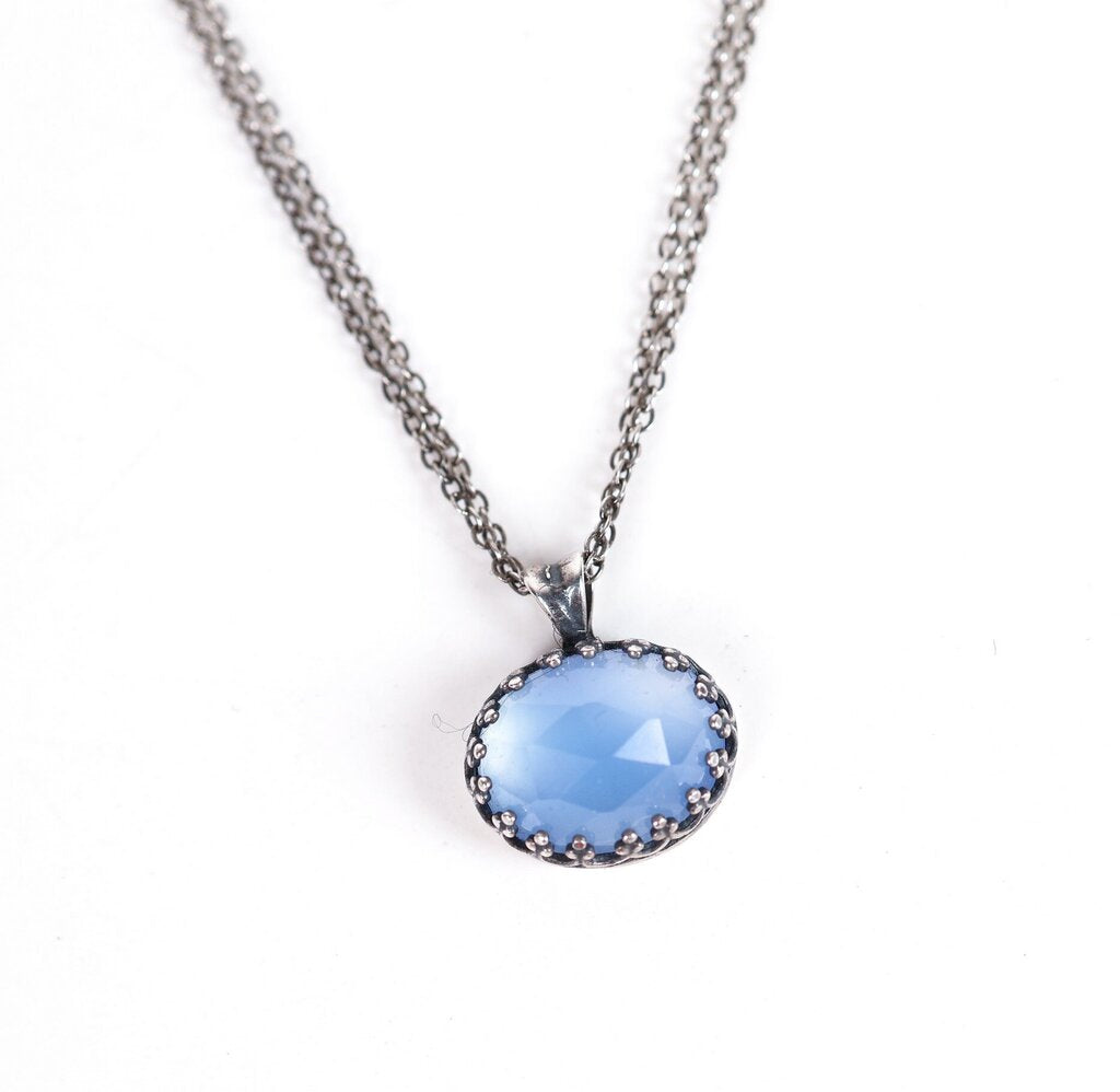 Sterling and Blue Apatite Pendant Necklace