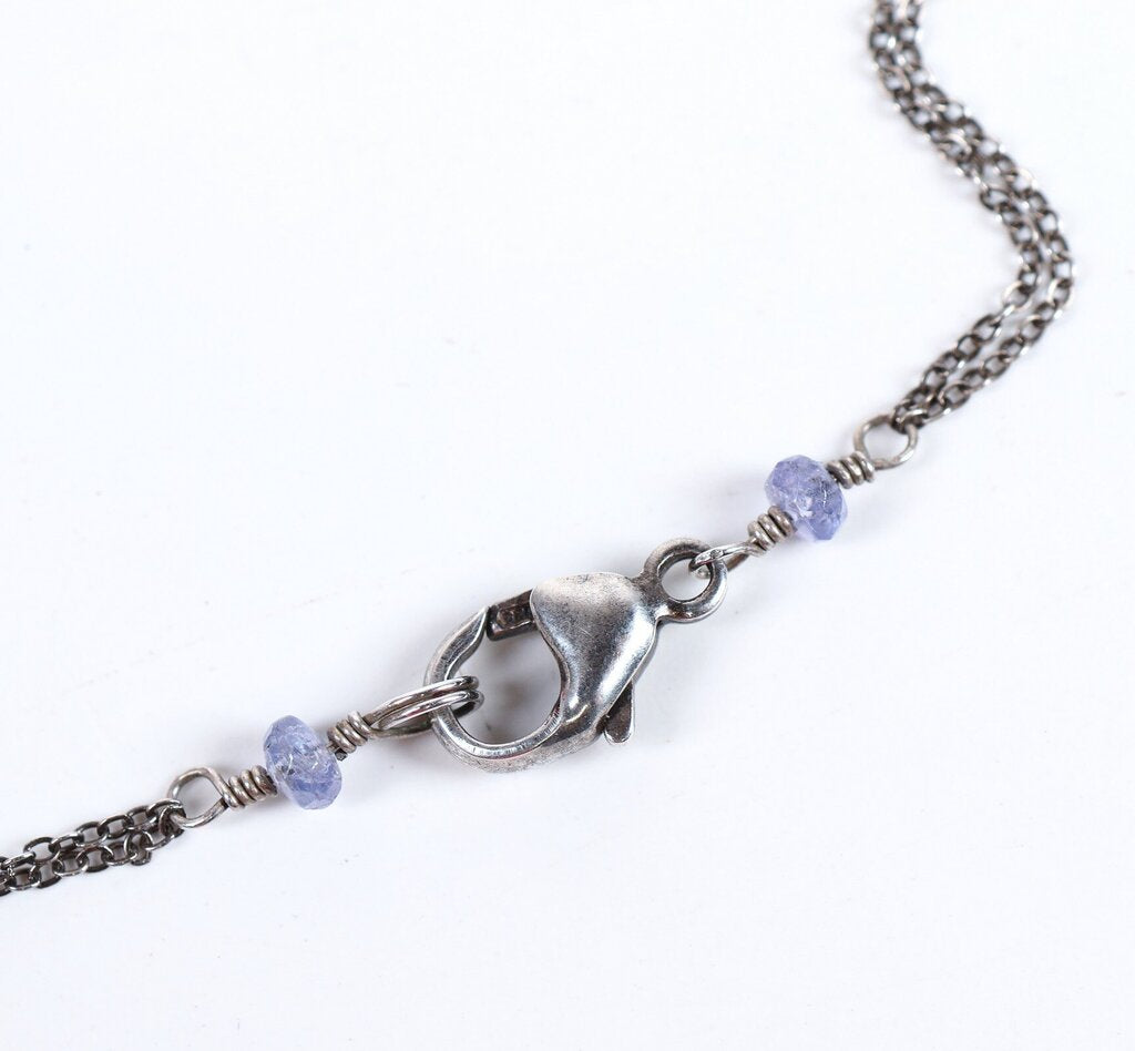 Sterling and Blue Apatite Pendant Necklace