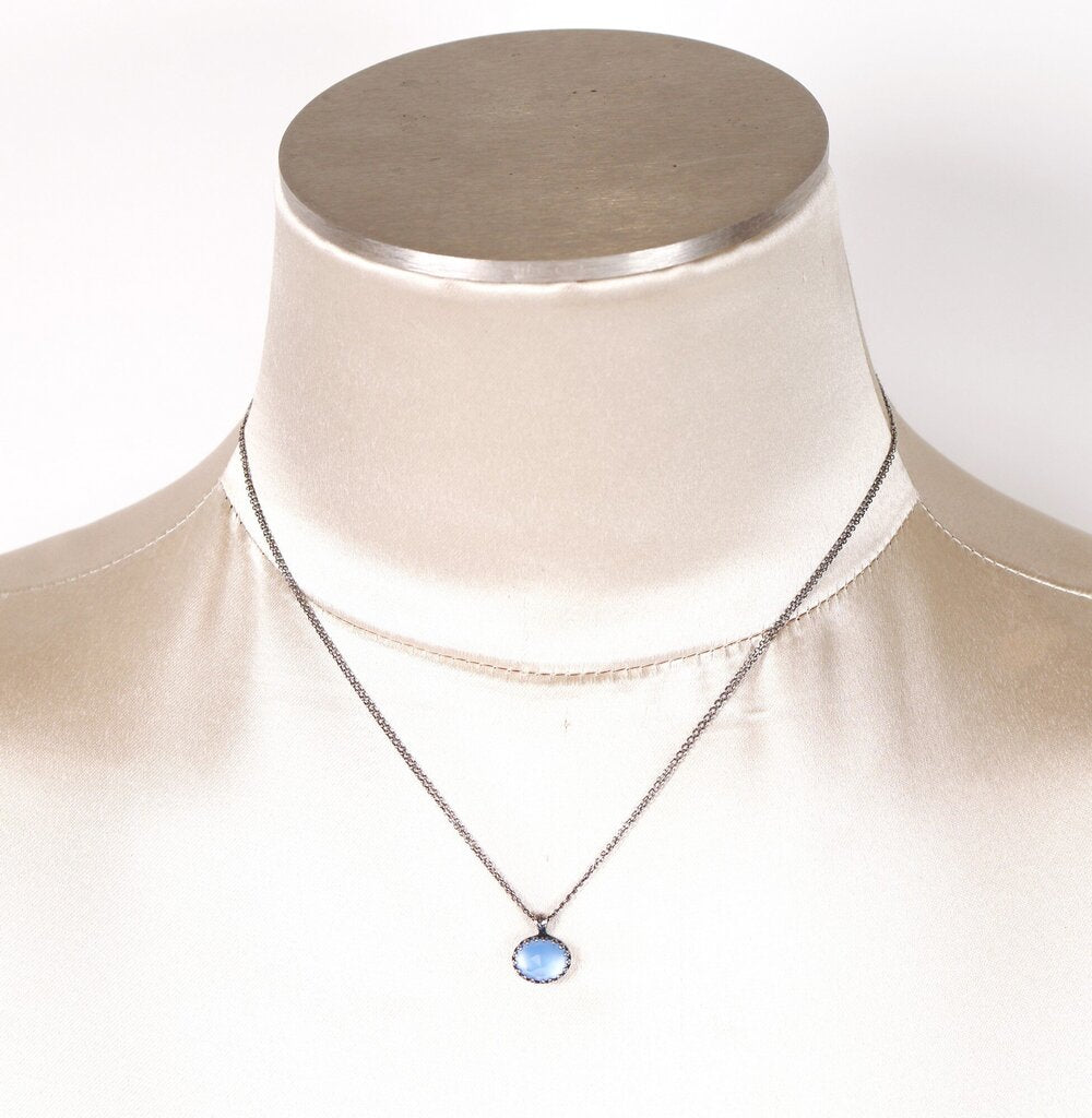 Sterling and Blue Apatite Pendant Necklace