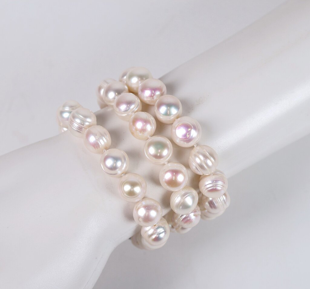 Sterling and Freshwater Pearl Triple Strand Bracelet