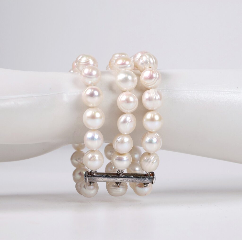 Sterling and Freshwater Pearl Triple Strand Bracelet
