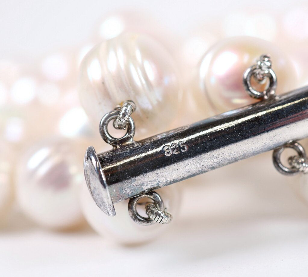 Sterling and Freshwater Pearl Triple Strand Bracelet