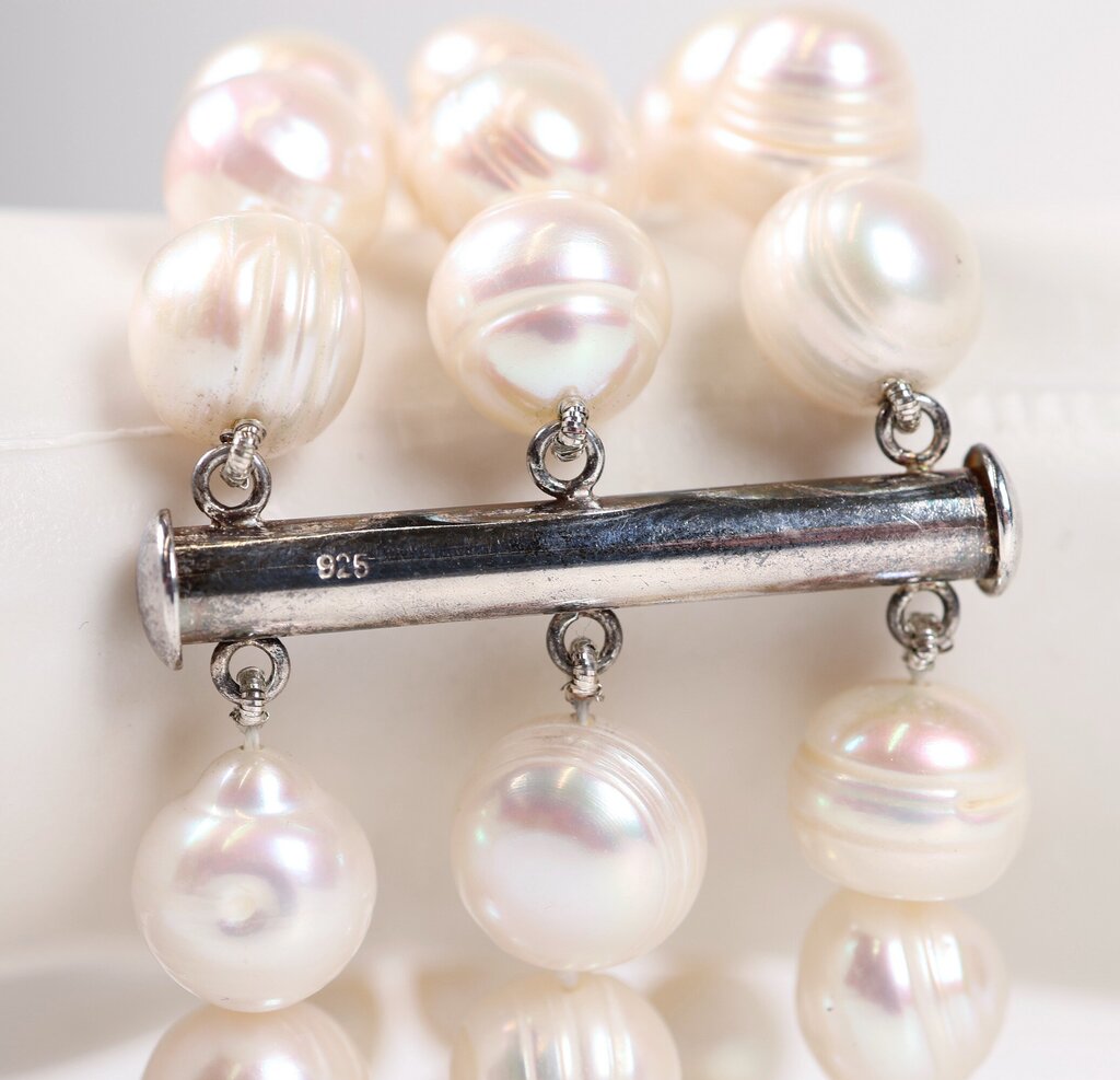Sterling and Freshwater Pearl Triple Strand Bracelet