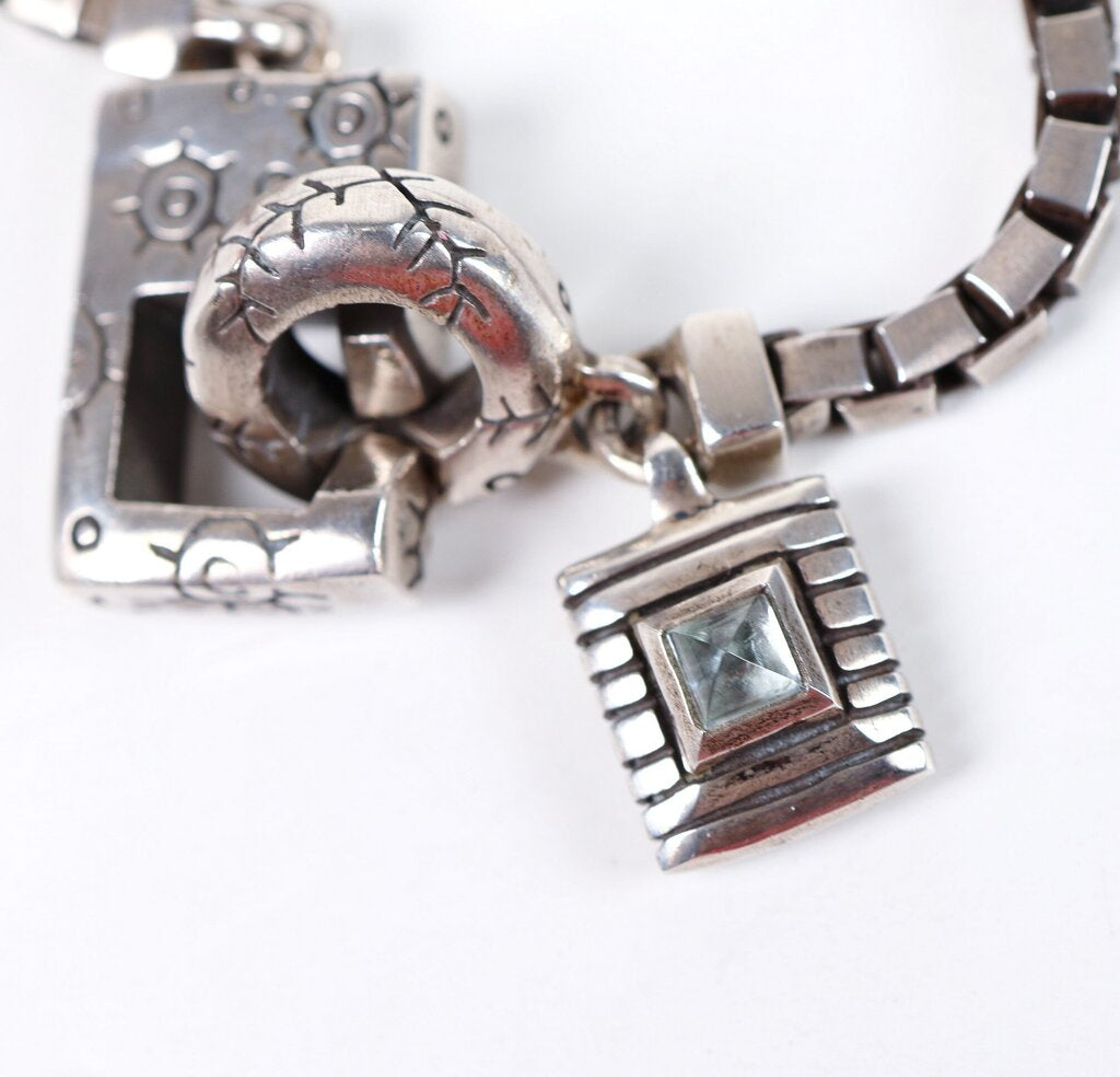 Sterling Front Closure Necklace with Quartz Drop