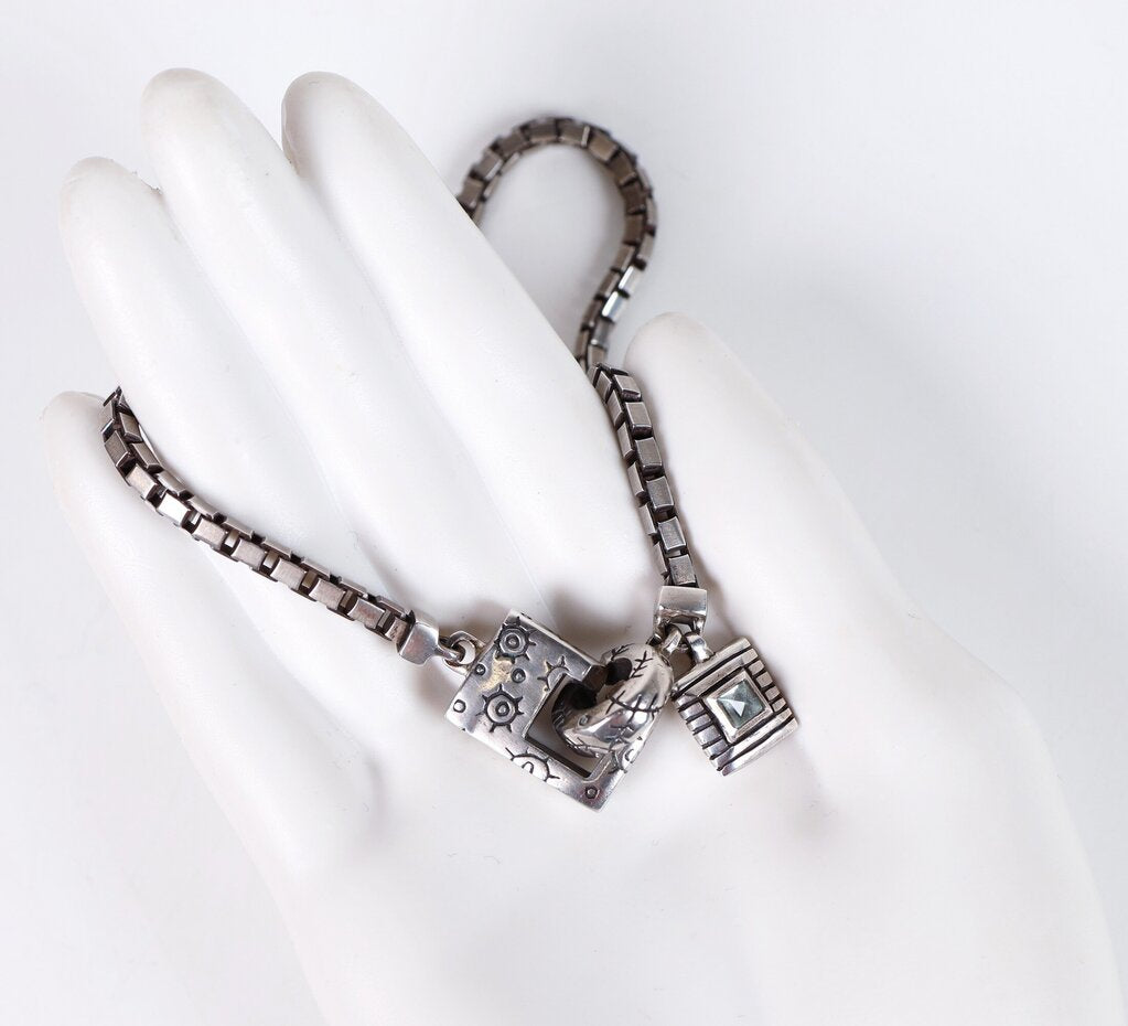 Sterling Front Closure Necklace with Quartz Drop