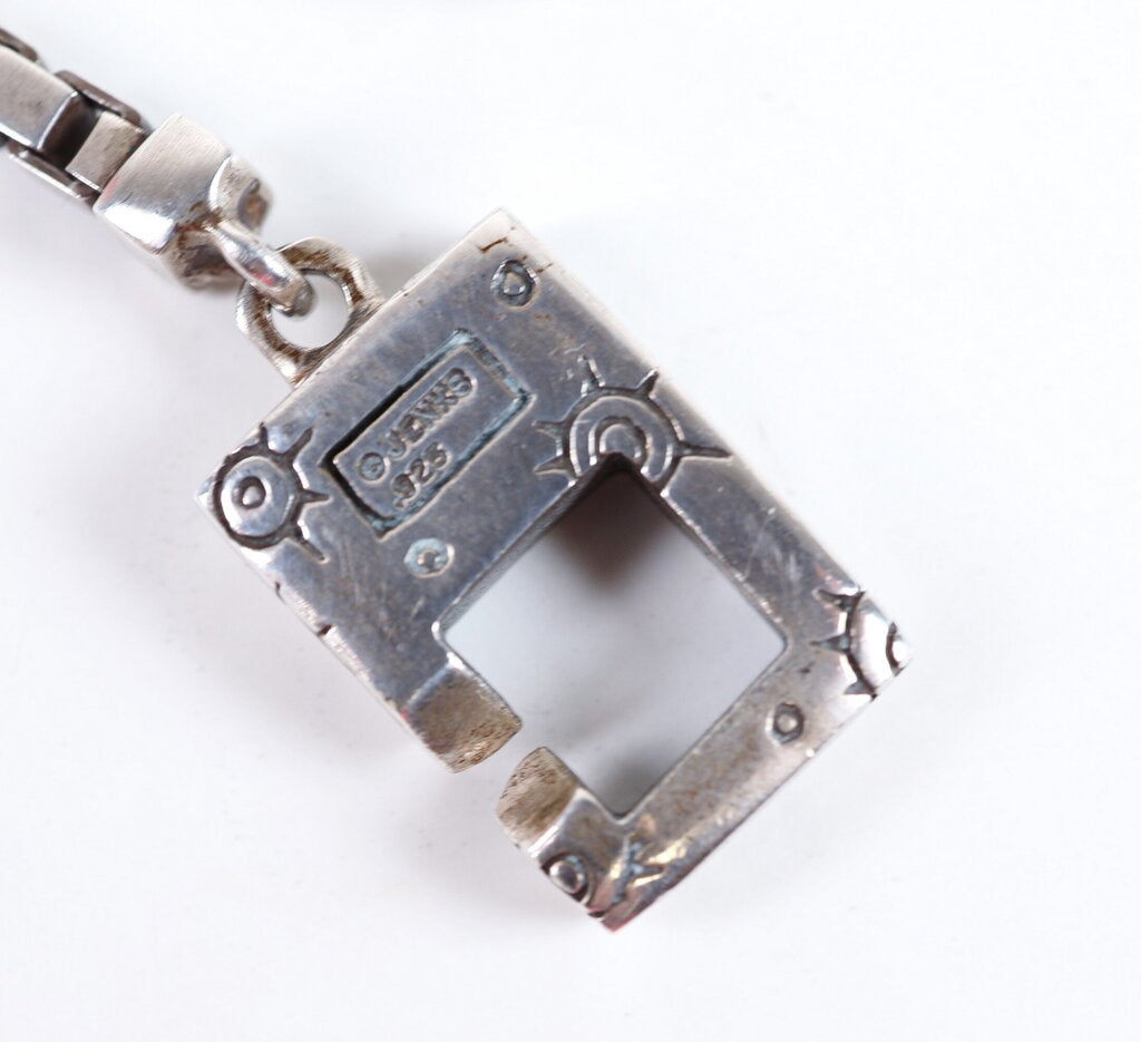 Sterling Front Closure Necklace with Quartz Drop