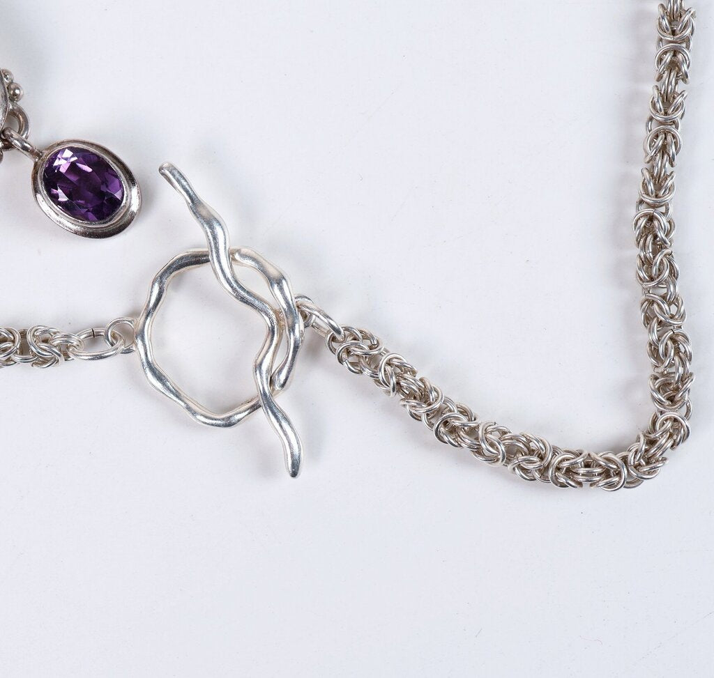 Sterling Boulder Opal and Amethyst Pendant
