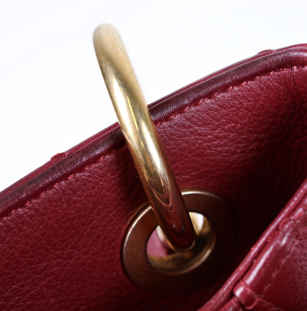 Burgundy Calfskin Small Chevron Chic Shopping Tote