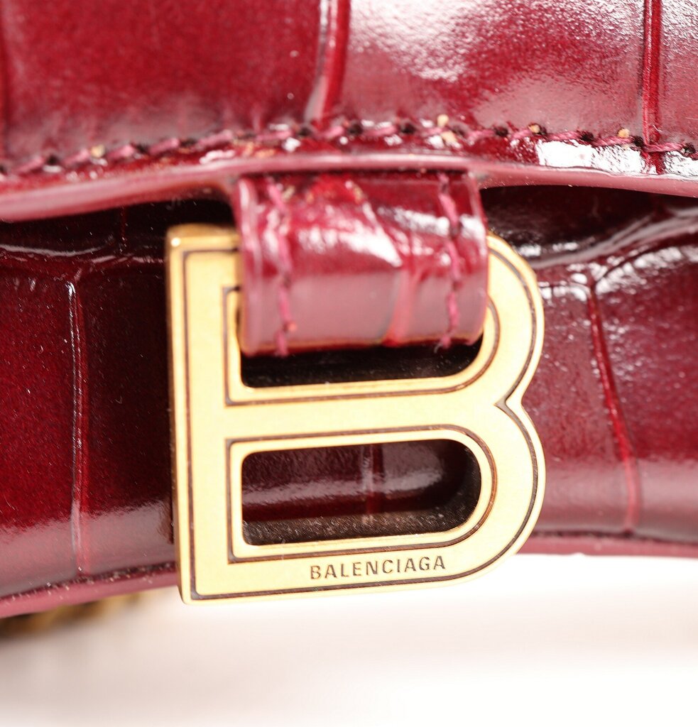 Burgundy Croc Embossed 'Hourglass Handbag Mini'