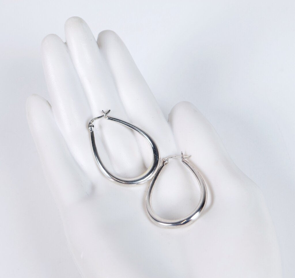 Sterling Oval Hoop Earrings