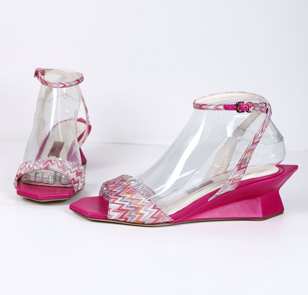 (38/8) Pink Zigzag with Lurex Heel Sandal