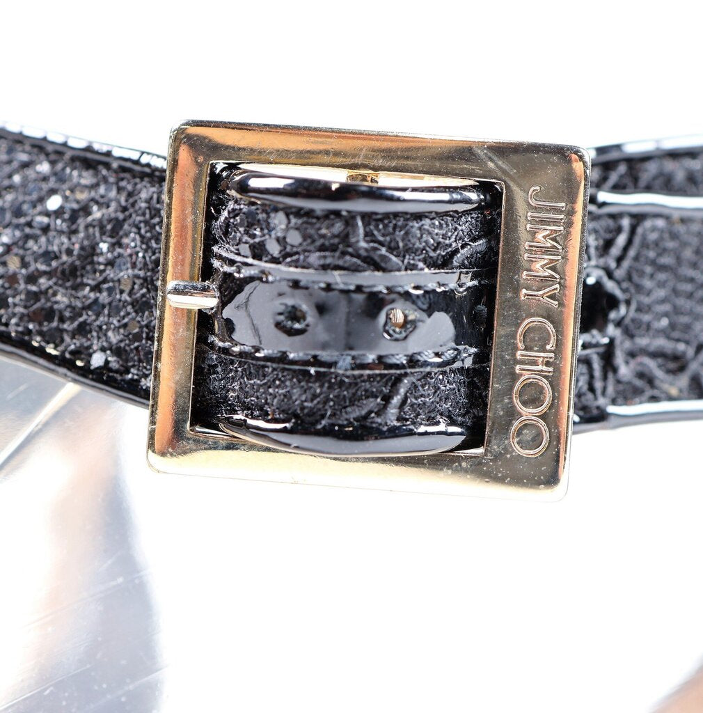 (39/9) Black Lace Strap Wedge Sandal