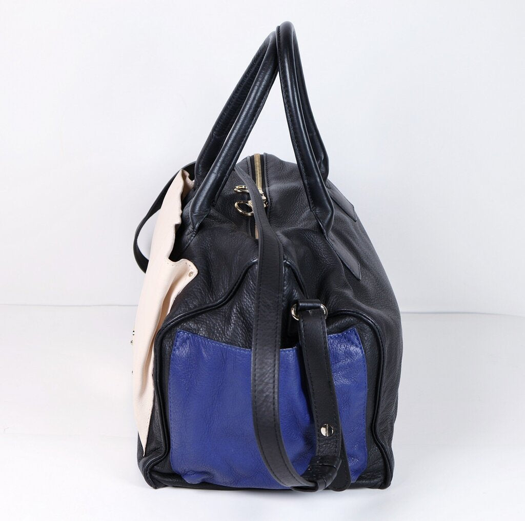 Black/RoyalCream Two Way Zip Tote