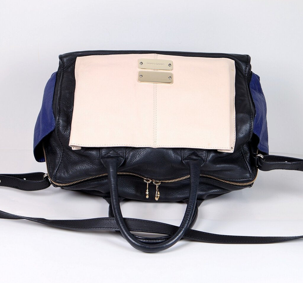 Black/RoyalCream Two Way Zip Tote