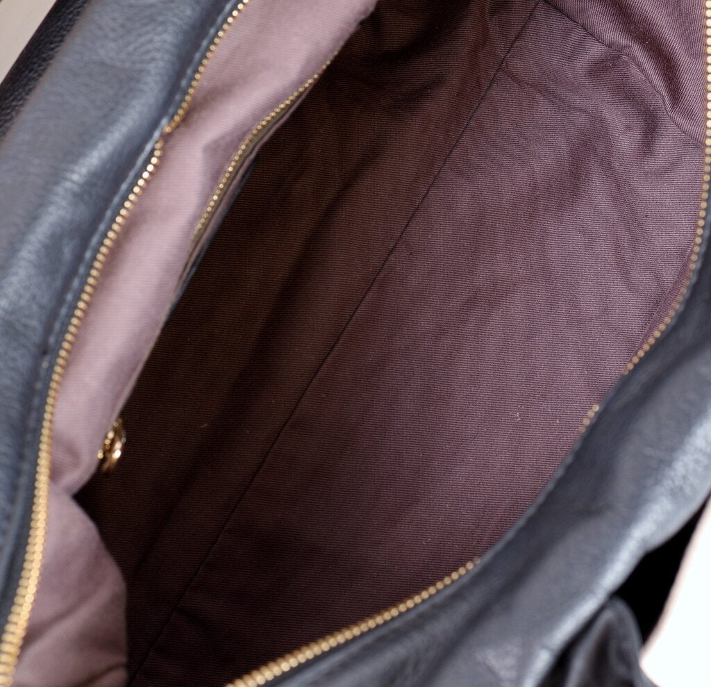 Black/RoyalCream Two Way Zip Tote