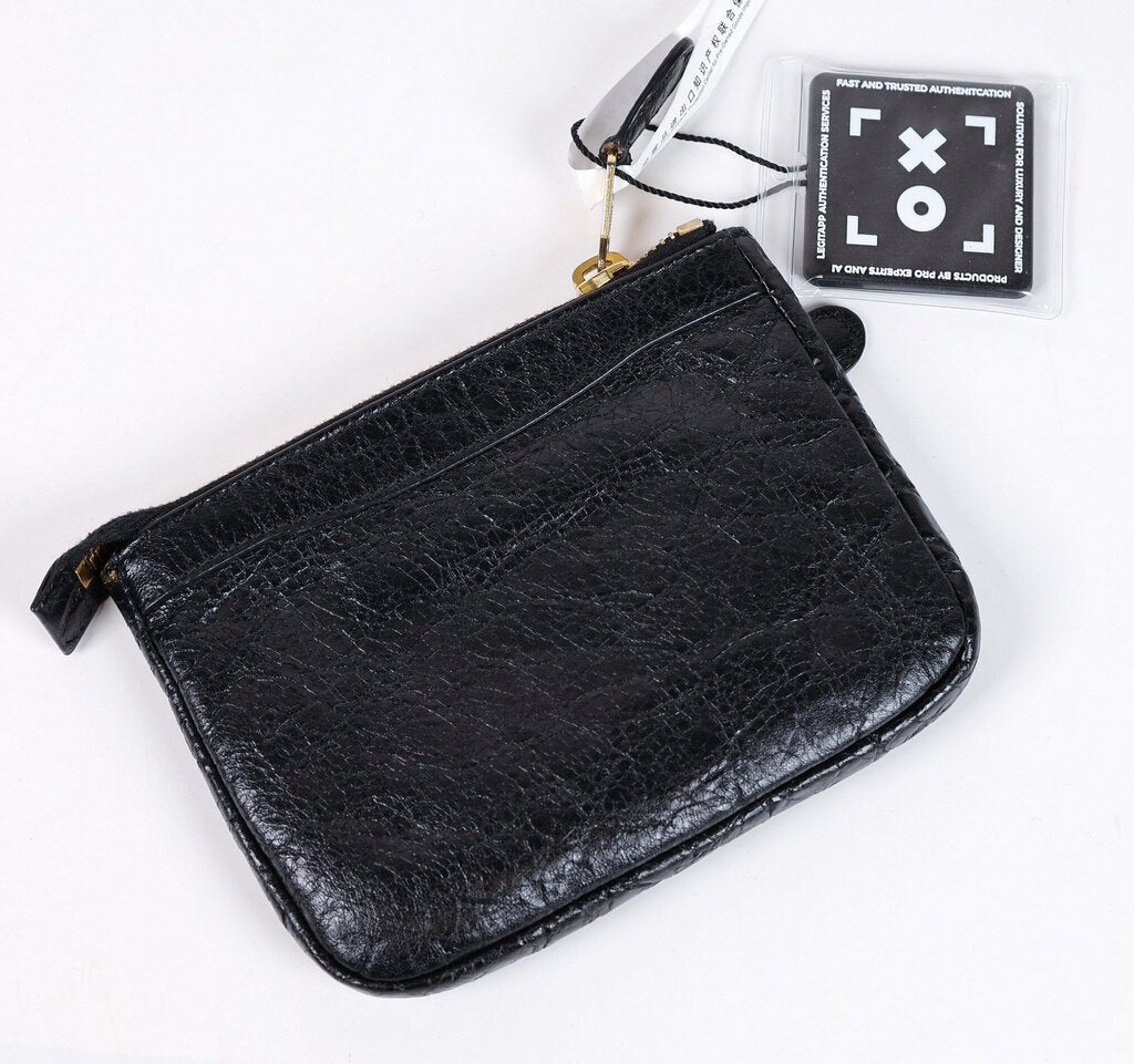 Black Leather 'Motorcycle City' Coin/Card Holder