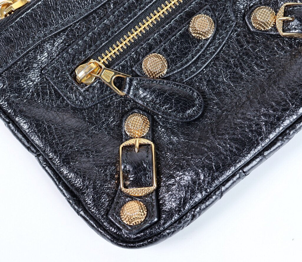 Black Leather 'Motorcycle City' Coin/Card Holder