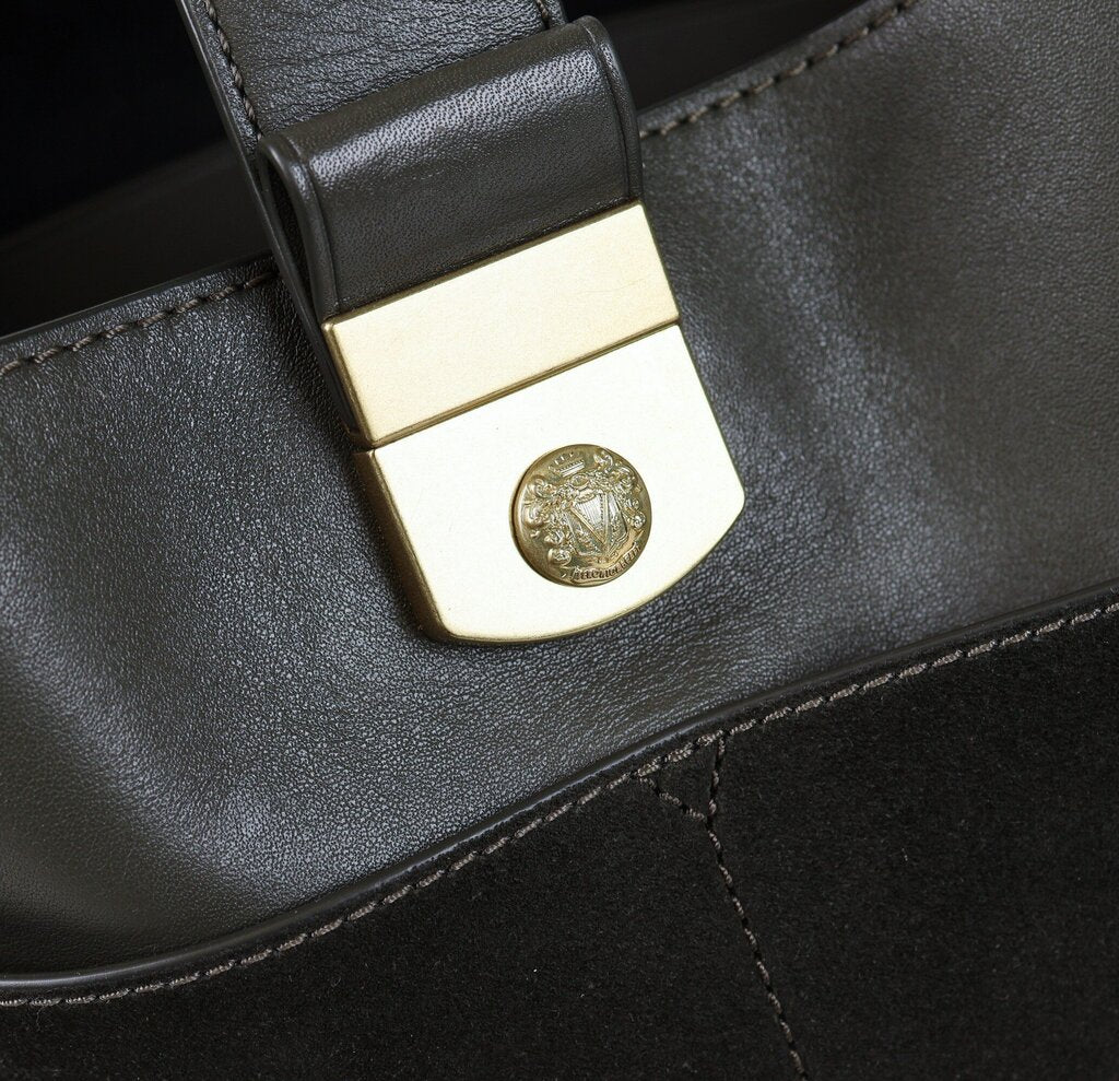 Pine Green Leather and Suede Bucket Bag