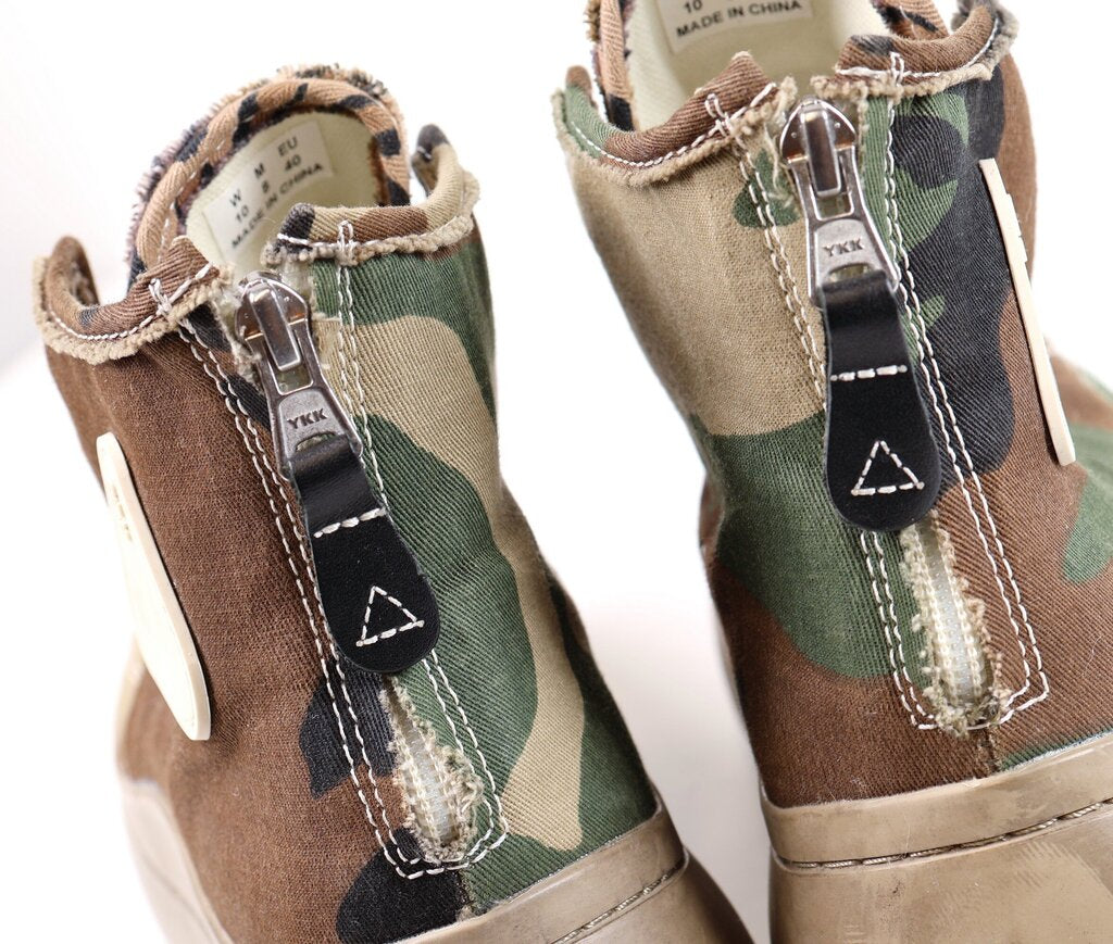 (10) brown camo cheetah distressed platform sneakers