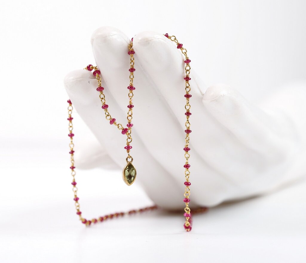 'Spun Sugar' with Rubies and Peridot Drop
