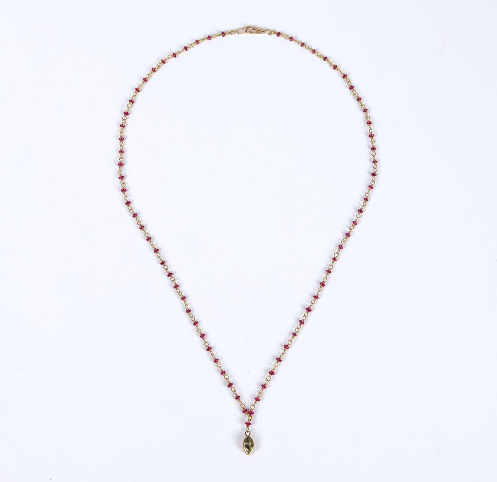 'Spun Sugar' with Rubies and Peridot Drop
