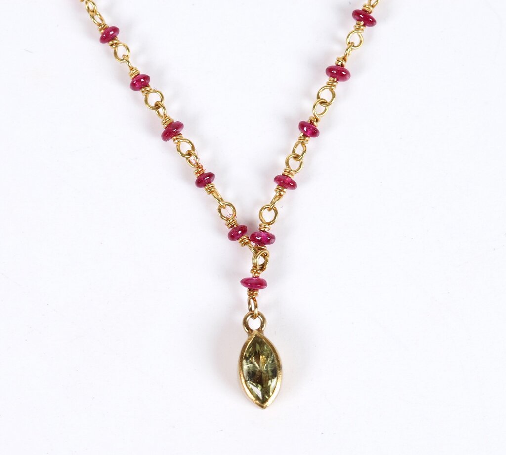 'Spun Sugar' with Rubies and Peridot Drop