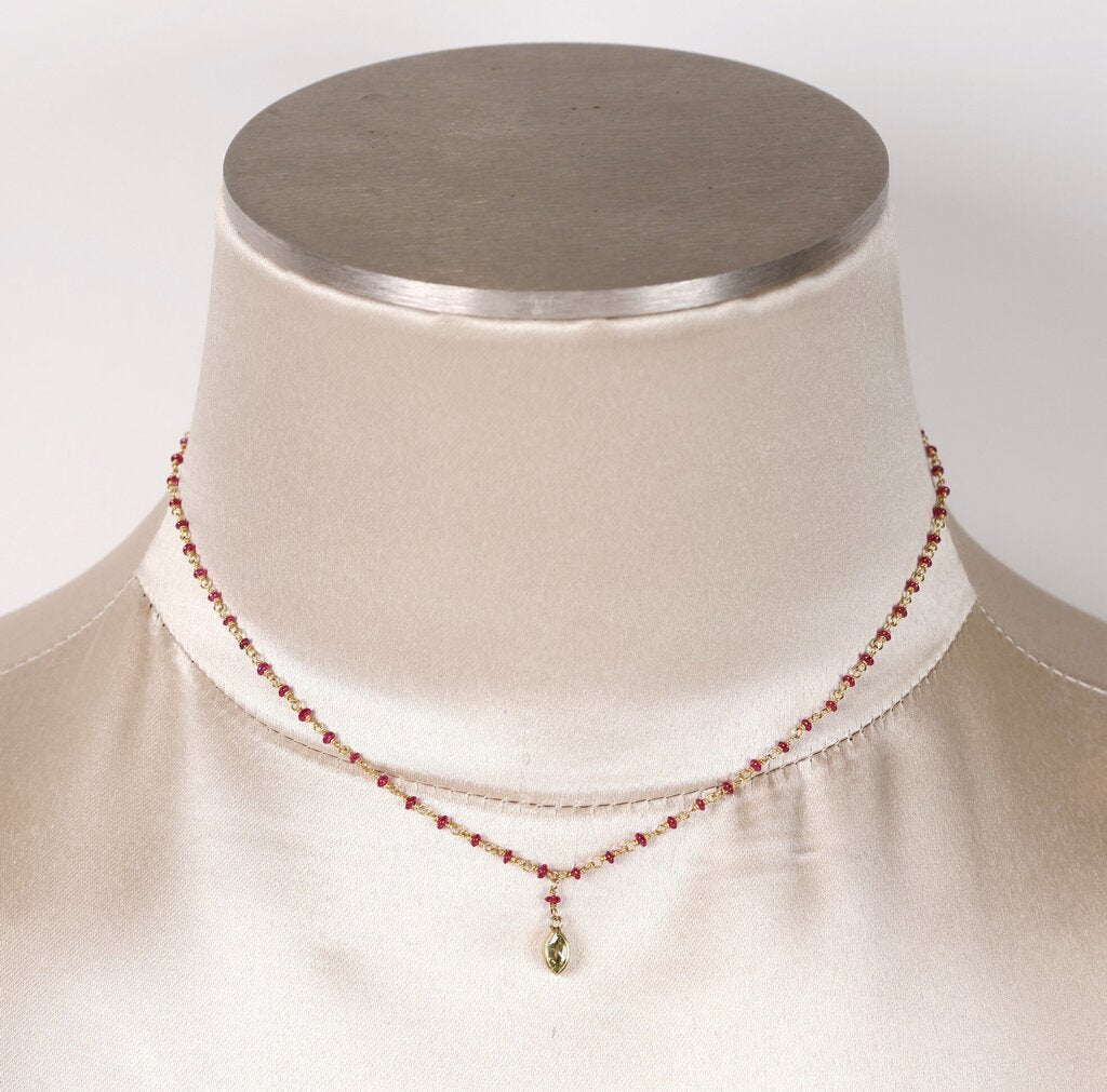 'Spun Sugar' with Rubies and Peridot Drop