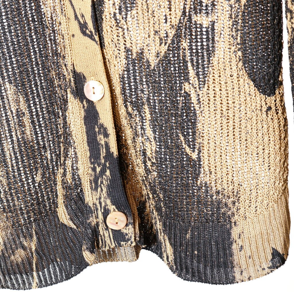 Brown and Back Open Weave Knit Cardigan (S/M)