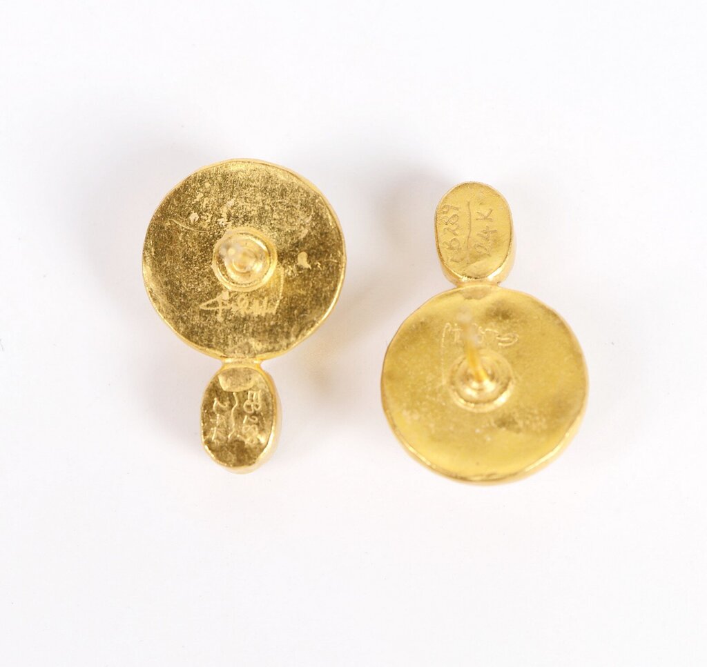 'Amulet Hue' 24K Gold Pearl and Blue Sapphire Earrings