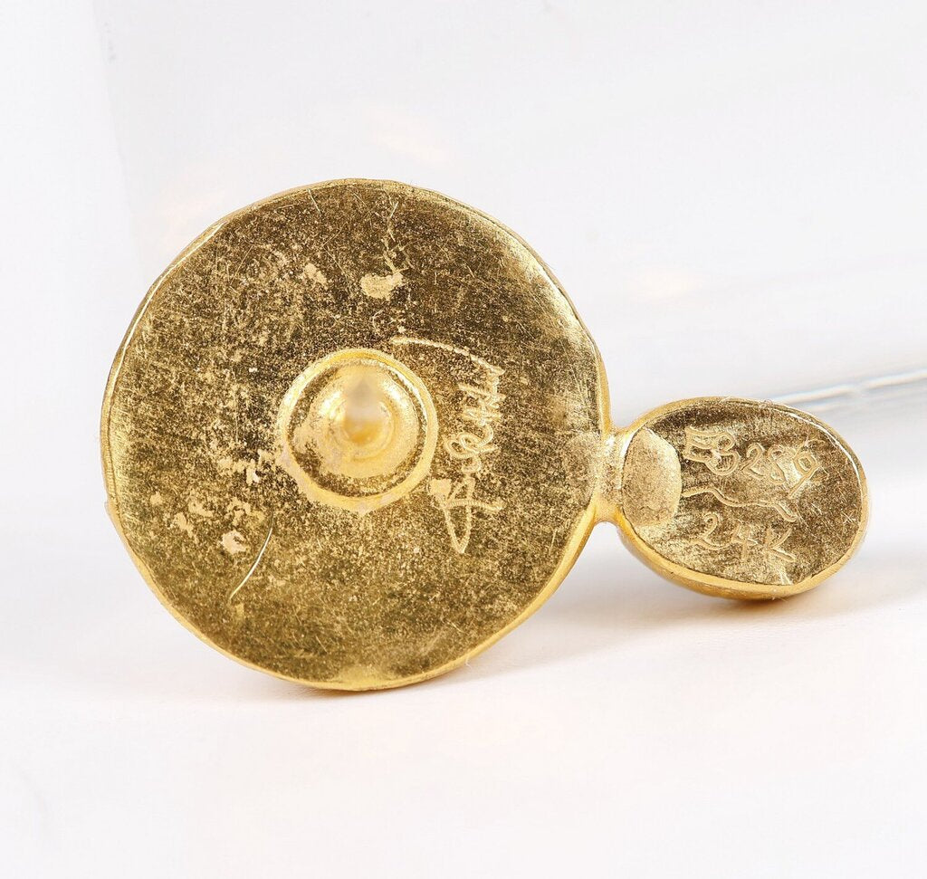 'Amulet Hue' 24K Gold Pearl and Blue Sapphire Earrings