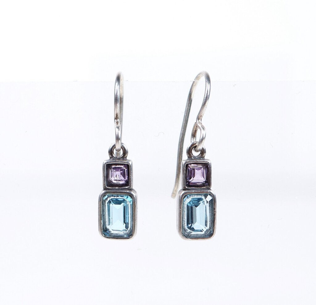 Sterling Amethyst and Blue Topaz Earrings