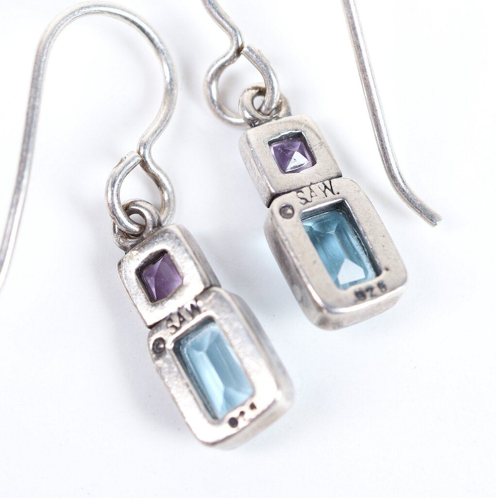 Sterling Amethyst and Blue Topaz Earrings