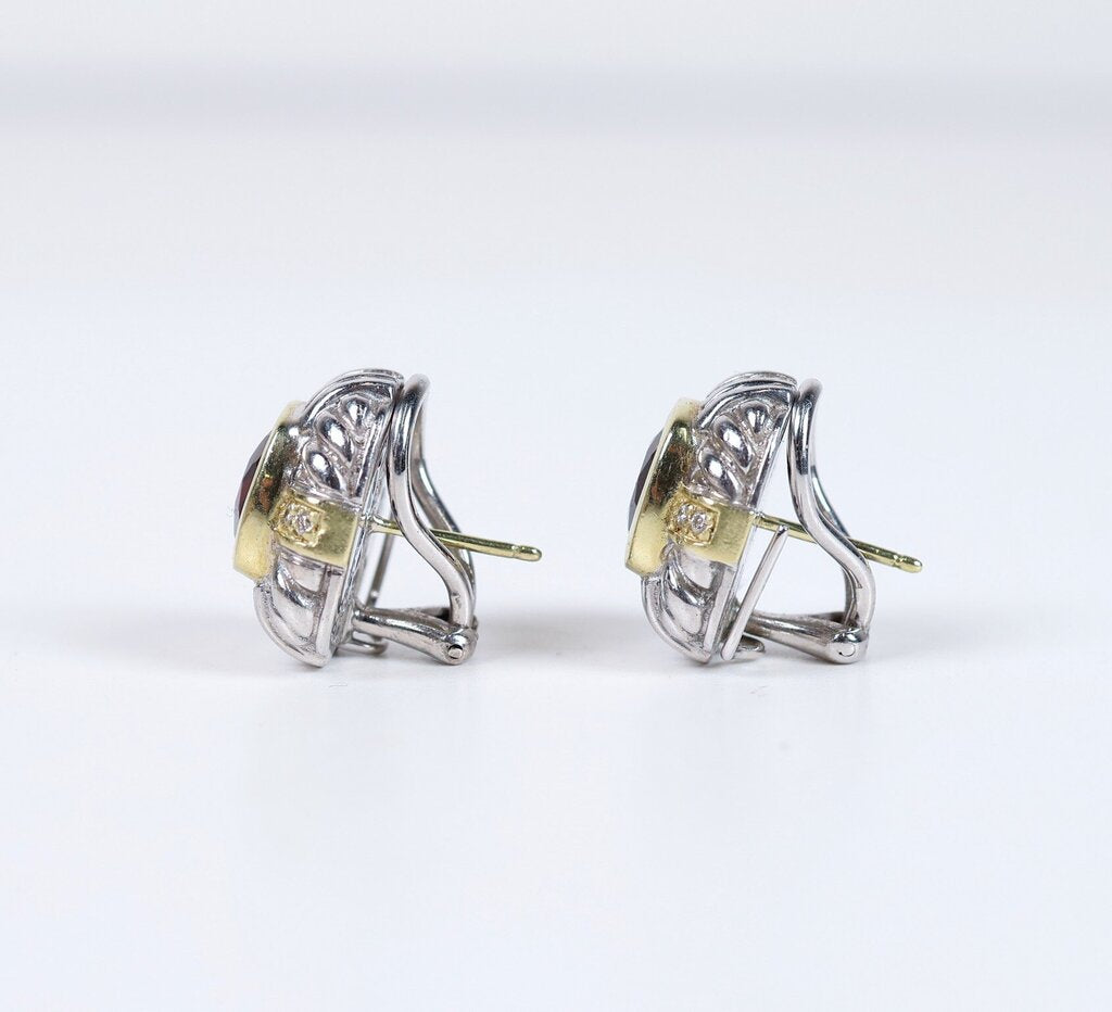 Sterling 18K Gold and Garnet Earrings